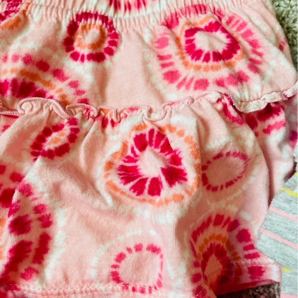 Toddler girls set of 3 scooter skirts 12-18 months tie dye, stripes, polka dots
